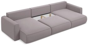 Кадифен разтегателен ъглов диван с място за съхранение в цвят лавандула (U форма) Kapua – Makamii
