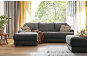 Сив ъглов разтегателен диван (ляв ъгъл) с подложка за крака Comfy Claude - Miuform