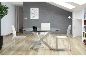 Кръгла маса за хранене със стъклен плот 120x120 cm Ruth - Marckeric