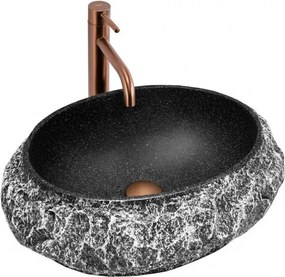 REA-U0634 - Умивалник за плот MIKA GABRO 38x50 cm черен/имитация на камък