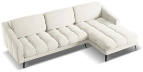 Кремав кадифен ъглов диван (десен ъгъл) Nalu – Makamii