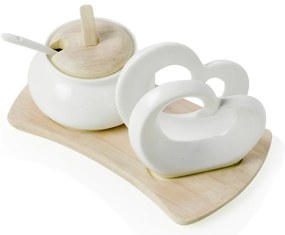 Комплект поставки за салфетки от порцелан и бамбук с двойно сърце - Brandani