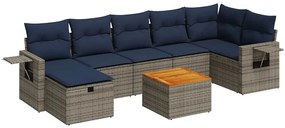 3325827 vidaXL Градински комплект диван с възглавници 8 части сив полиратан