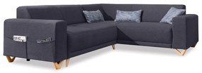 Антрацитен разтегателен/с място за съхранение ъглов диван (десен ъгъл/L форма) Classy Sophie – Miuform