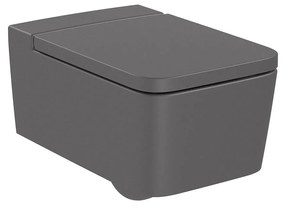 Конзолна тоалетна чиния A346537640, седалка и капак, порцелан, оникс, 44x37x56см