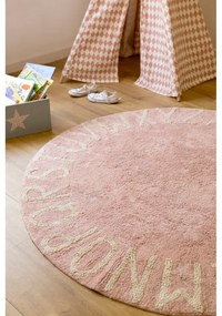 Светлорозов ръчно изработен памучен детски килим подходящ за пране ø150 cm ABC Vintage Nude – Lorena Canals