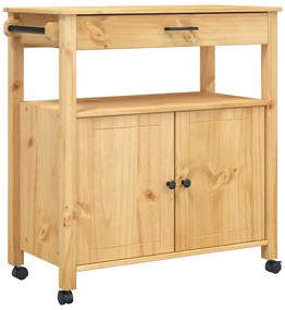 376106 vidaXL Кухненска количка "MONZA" 84x40x88,5 см борово дърво масив