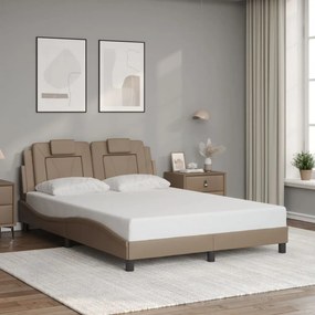 3208093 vidaXL Рамка за легло Viana без матрак, капучино, 140x190 см, изкуствена кожа
