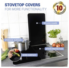 Комплект от 2 стъклени капака за печка Universal black - Wenko