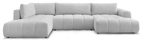 Светлосив сгъваем/с място за съхранение ъглов диван (ляв ъгъл/U форма) Fuji – Bobochic Paris