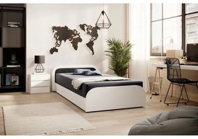 Бяло/тъмносиво единично легло 80x190 cm тапицирано/ПДЧ с място за съхранение с включен матрак Parys – ELTAP