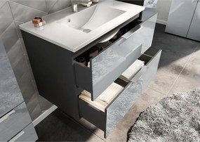 Сив гланцов стенен шкаф с мивка 81x61 cm Vasio – Germania