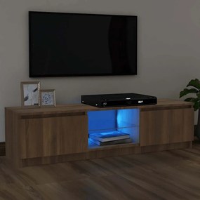 815710 vidaXL ТВ шкаф с LED осветление, кафяв дъб, 120x30x35,5 см