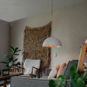 Модерен висящ лампион бял със сребро 50 см - Magna