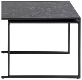 Матово черно масички за кафе в комплект от 3 бр. с плот от имитация на мрамор 60x120 cm Infinity – Actona