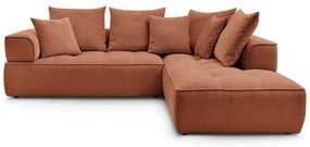 Теракотен шенилов ъглов диван (десен ъгъл/L форма) Whesley – Bobochic Paris