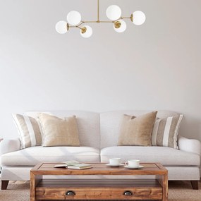 Висящо осветително тяло в месингов цвят със стъклен абажур Damar – Opviq lights