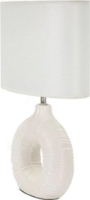 Бяла керамична настолна лампа с текстилен абажур (височина 43 cm) Seta – Mauro Ferretti