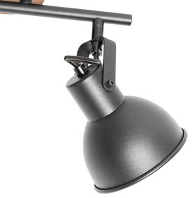 Индустриален прожектор черен с дърво наклонен 2-светлина - Tommy