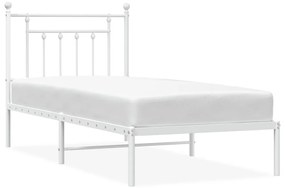 353578 vidaXL Метална рамка за легло с горна табла, бяла, 90x190 см