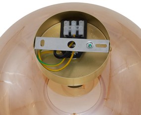 Таванно осветление в стил Арт Деко, месинг с кехлибарено стъкло - Busa