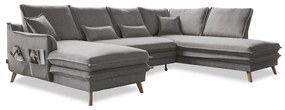 Сив сгъваем ъглов диван (десен ъгъл/"U" форма) Charming Charlie – Miuform