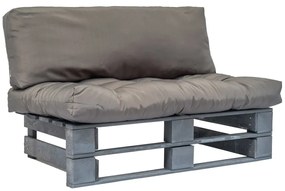Sonata Градински диван от палети със сиви възглавници, FSC бор