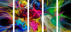 картини от 5 части – Абстрактен цветен хаос