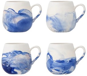 Бели/сини глинени чаши в комплект от 4 бр. 250 ml Lyre – Bloomingville