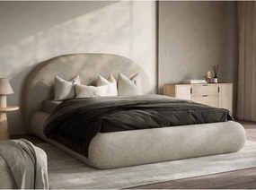 Бежово двойно легло 140x200 cm тапицирано с място за съхранение с включена подматрачна рамка Maumere – Maison de Rêve