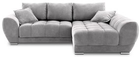 Светлосив ъглов диван с кадифена тапицерия , десен ъгъл Nuage - Windsor &amp; Co Sofas