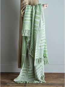 Зелено одеяло със смес от памук 130x155 cm Velva – Bloomingville