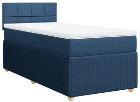 3287345 vidaXL Боксспринг легло с матрак, синя, 90x200 см, плат