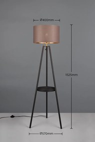 Черна подова лампа с рафт (височина 152 cm) Colette - Reality