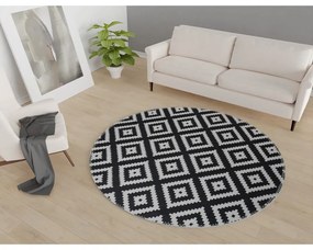 Черно-бял миещ се кръгъл килим ø 120 cm - Vitaus