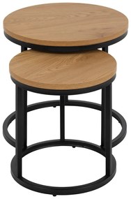 Кръгли странични масички в комплект от 2 бр. с дъбов плот ø 45 cm Spiro – Actona