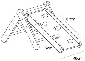 Сив пиклер триъгълник от масивен бор 46x87x60 cm Montessori – Meowbaby
