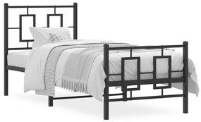 374250 vidaXL Метална рамка за легло с горна и долна табла, черна, 80x200 см
