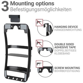 Черен висящ пластмасов рафт за баня без пробиване Universal – Wenko