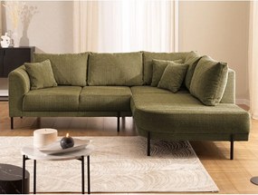 Зелен шенилов ъглов диван (десен ъгъл/L форма) Mauris – Ropez