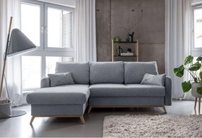 Светлосив ъглов разтегателен диван, ляв ъгъл Scandic Lagom - Miuform