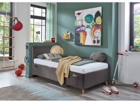 Антрацитно тапицирано детско легло 90x200 cm с място за съхранение с включена подматрачна рамка Cool – Meise Möbel