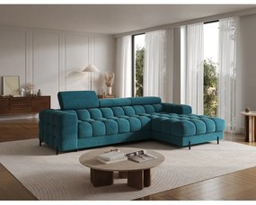 Син сгъваем/с място за съхранение ъглов диван от прежда с примки от букле (десен ъгъл) Felro – ELTAP