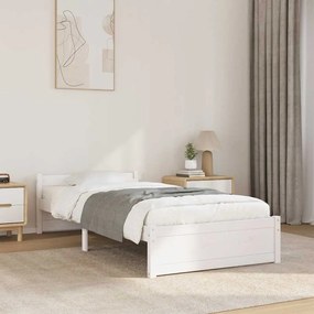 815005 vidaXL Рамка за легло бяла масивно дърво 75x190 см Small Single