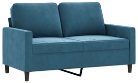 359198 vidaXL 2-местен диван, син, 120 см, кадифе