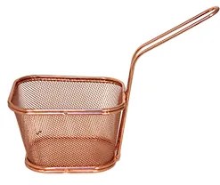 Horecano - Иноксова кошничка за сервиране праваоъгълна с дръжка 10,5x9x6,2см B1881A (0720-2) мед