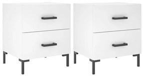 827309 vidaXL Нощни шкафчета, 2 бр, бели, 40x35x47,5 см, инженерно дърво