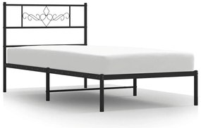 355262 vidaXL Метална рамка за легло с горна табла, черна, 100x200 см