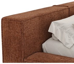 Оранжево двойно легло 160x200 cm тапицирано с място за съхранение с включена подматрачна рамка Voliera – Maison de Rêve