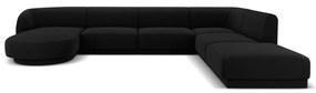 Ъглов диван от черно кадифе (десен ъгъл) Miley - Micadoni Home